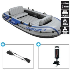 BATEAU GONFLABLE INTEX EXCURSION 4 + 2 AVIRONS + GONFLEUR -Nauti Games Boutique bateau gonflable intex excursion 4 2 avirons gonfleur 2