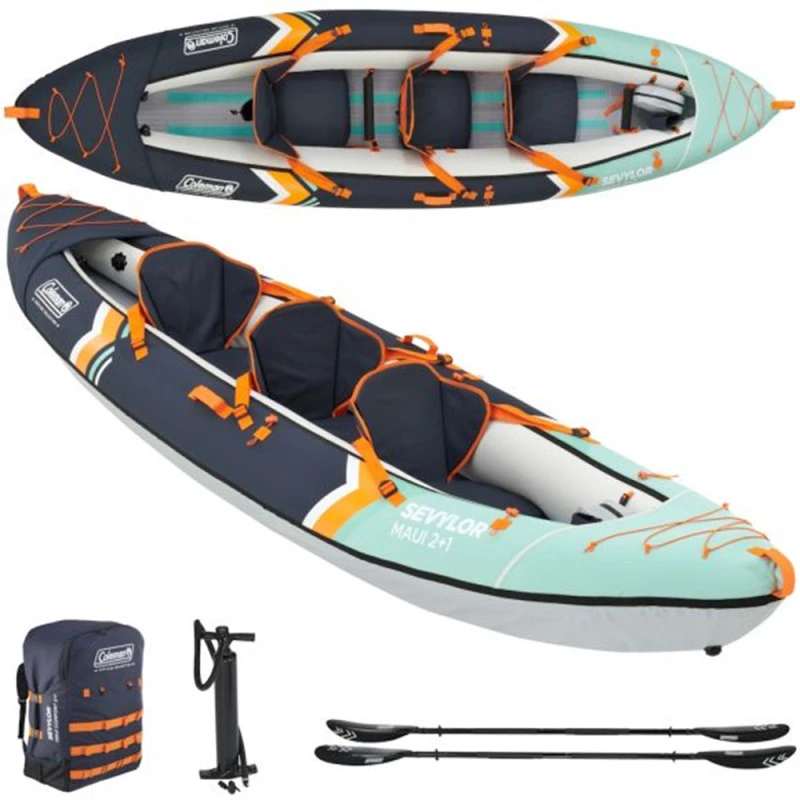 Kayak Gonflable Sevylor Kit Maui ( Nouveau Alameda) 2 Adultes 1 Enfant Avec 2 Pagaies Et Pompe 3 Kayak Gonflable Sevylor Kit Maui ( Nouveau Alameda) 2 Adultes 1 Enfant Avec 2 Pagaies Et Pompe – Image 3