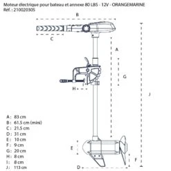 MOTEUR ÉLECTRIQUE BRUSHLESS ORANGE MARINE 80 LBS 12V 14 MOTEUR ÉLECTRIQUE BRUSHLESS ORANGE MARINE 80 LBS 12V -Nauti Games Boutique moteur electrique brushless oma 90 lbs 2