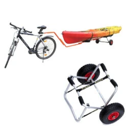 Eckla PACK CHARIOT KAYAK CANOE PLIABLE + BARRE DE REMORQUAGE VÉLO